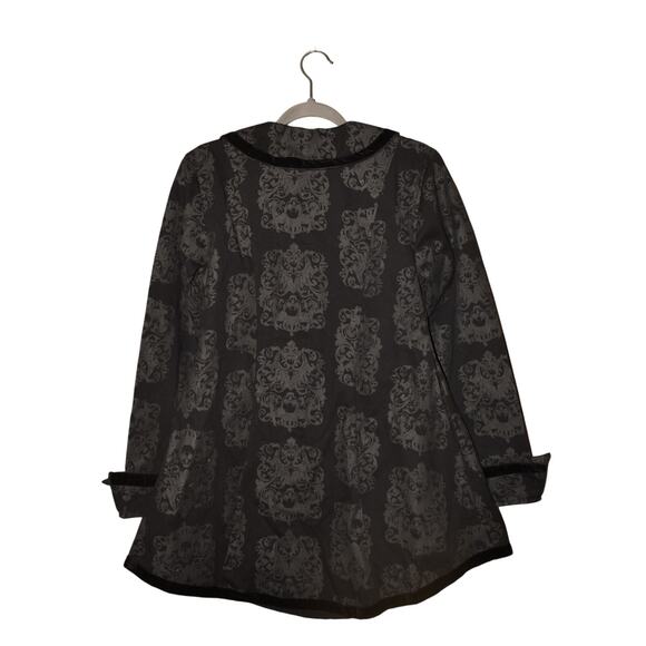 FUNHOUSE $100 Wicked Gothic Lolita Velvet Trim Trench Coat Black Small - Picture 2 of 4